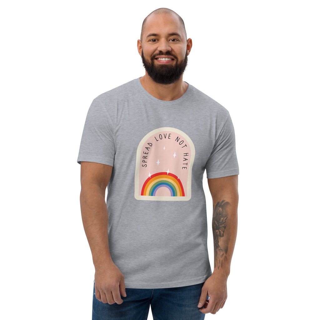 Spread Love Not Hate Rainbow Men's T-Shirt - Heather Grey - LGBTPride.com