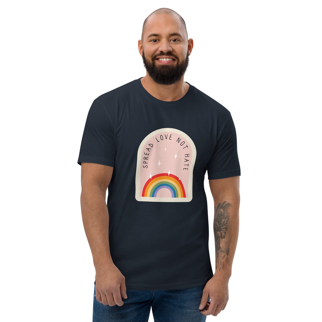 Spread Love Not Hate Rainbow Men's T-Shirt - Midnight Navy - LGBTPride.com