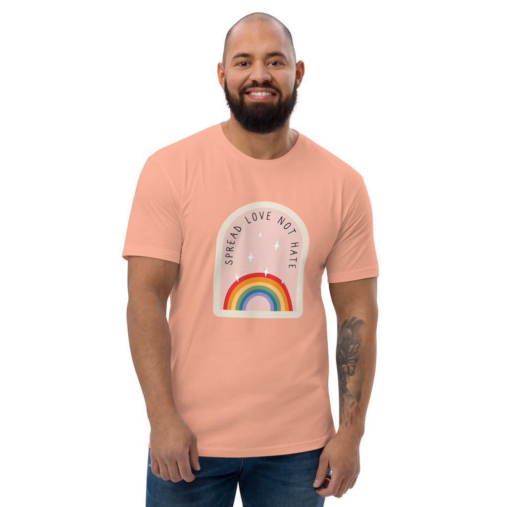 Spread Love Not Hate Rainbow Men's T-Shirt - Desert Pink - LGBTPride.com