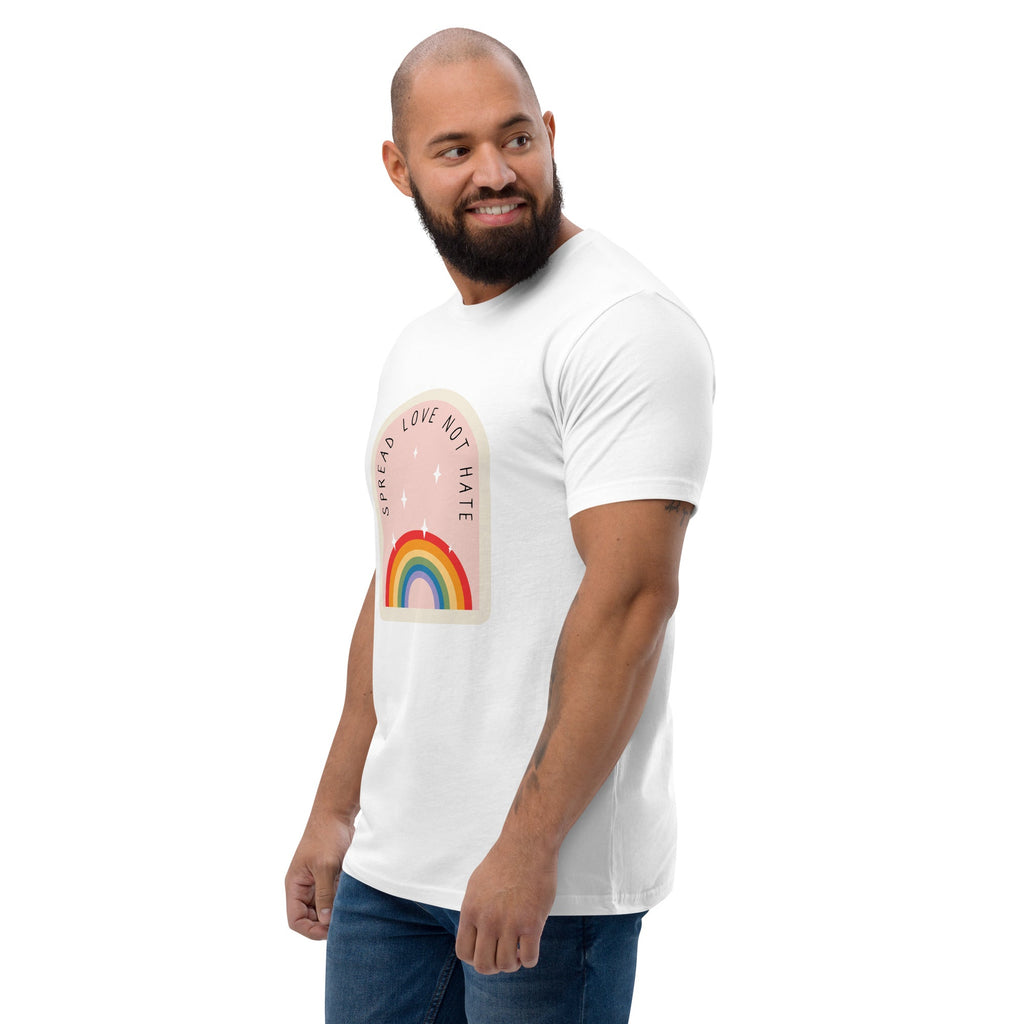 Spread Love Not Hate Rainbow Men's T-Shirt - White - LGBTPride.com