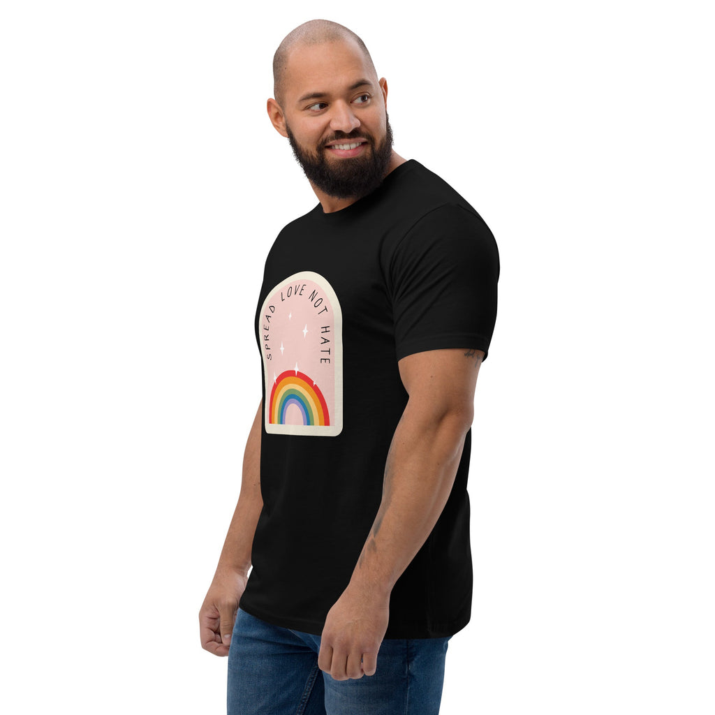 Spread Love Not Hate Rainbow Men's T-Shirt - Black - LGBTPride.com