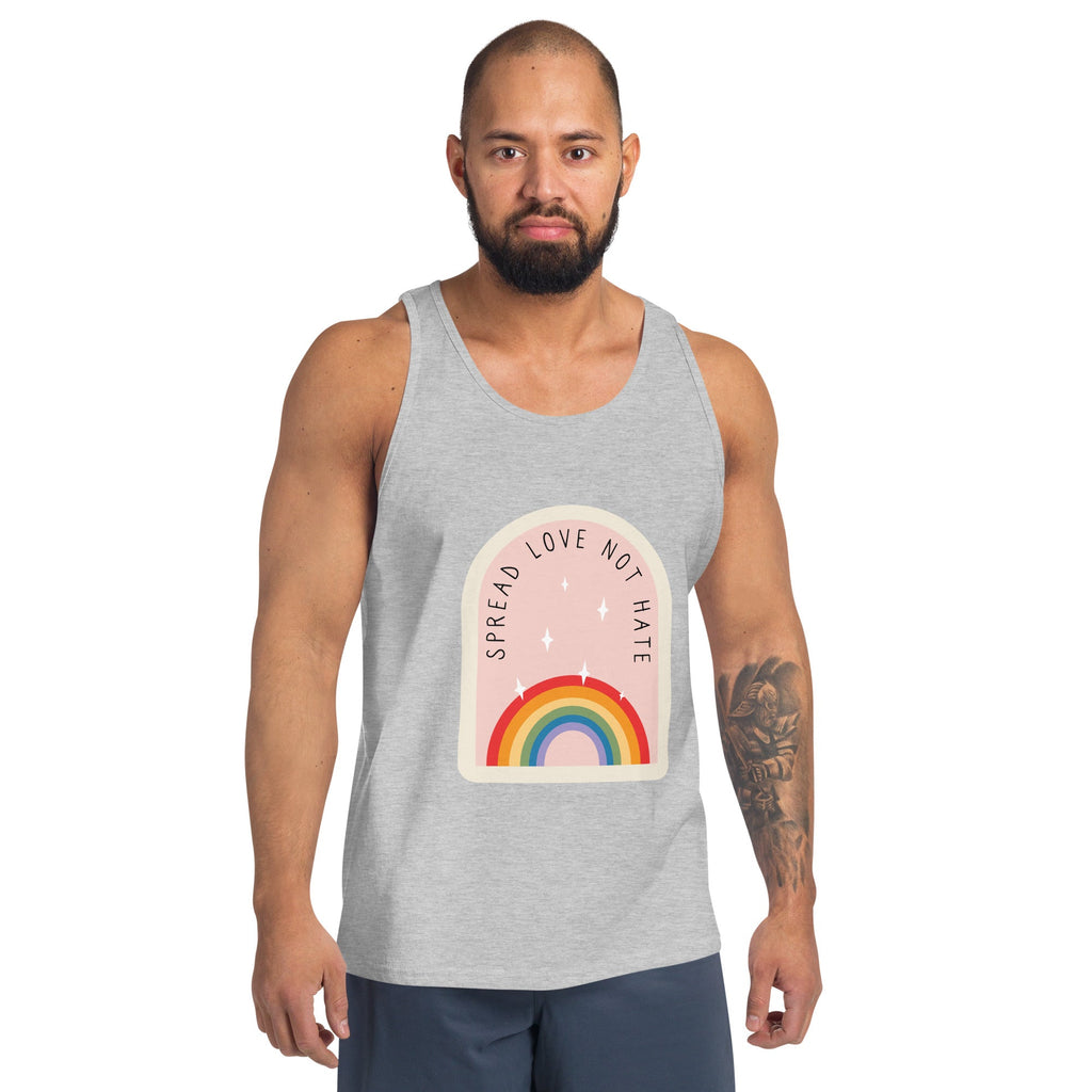 Spread Love Not Hate Rainbow Men's Tank Top - Athletic Heather - LGBTPride.com