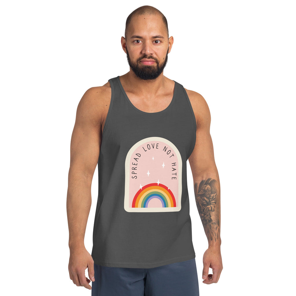 Spread Love Not Hate Rainbow Men's Tank Top - Asphalt - LGBTPride.com