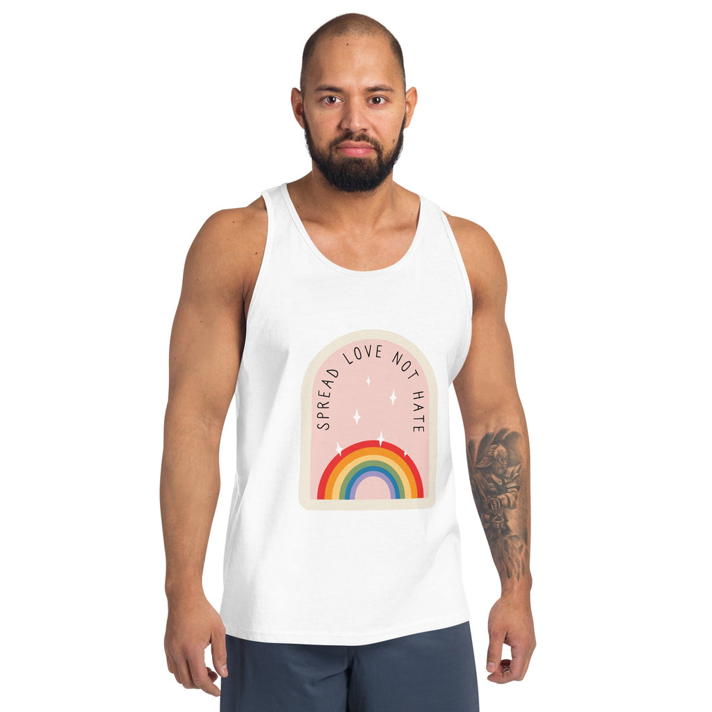 Spread Love Not Hate Rainbow Men's Tank Top - White - LGBTPride.com