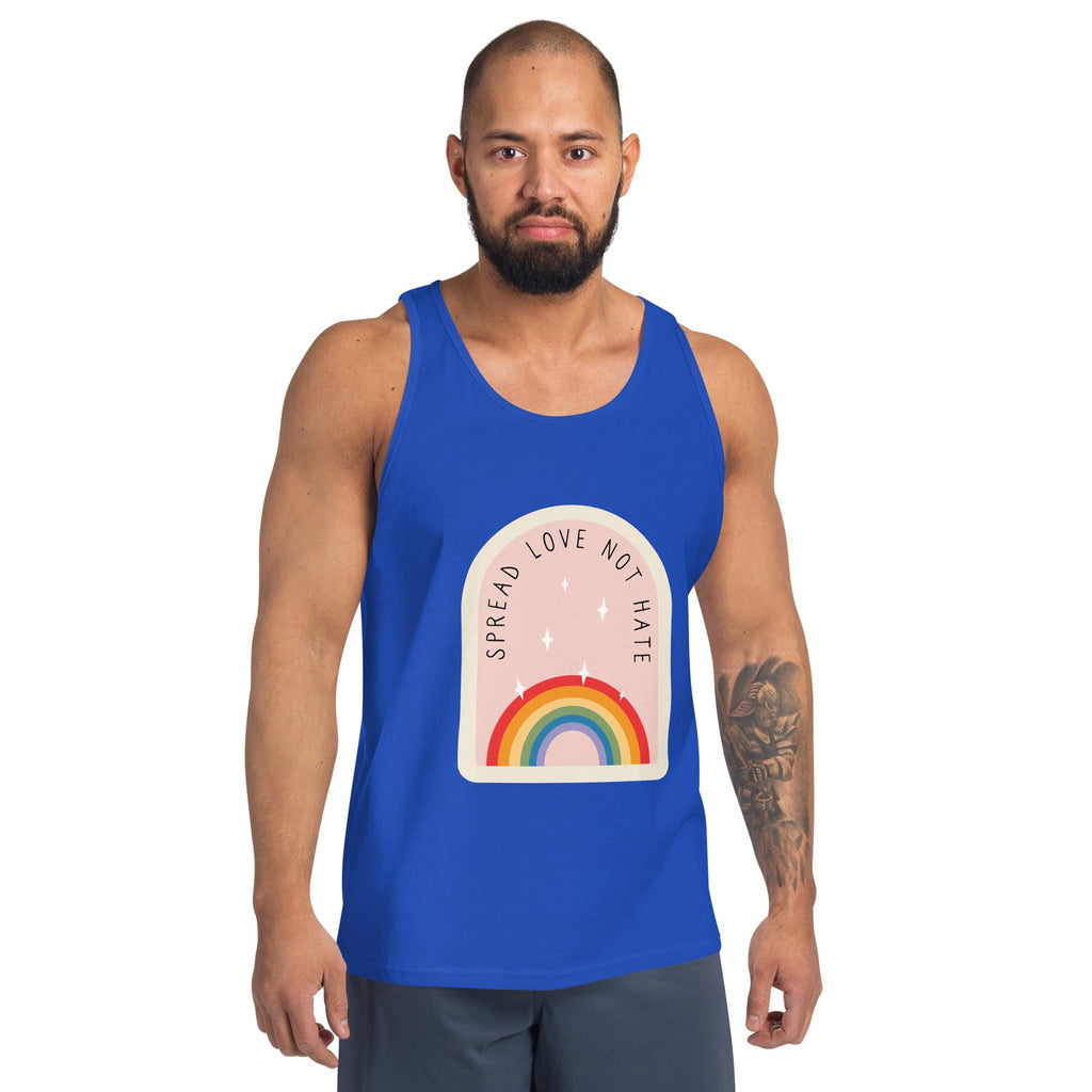 Spread Love Not Hate Rainbow Men's Tank Top - True Royal - LGBTPride.com
