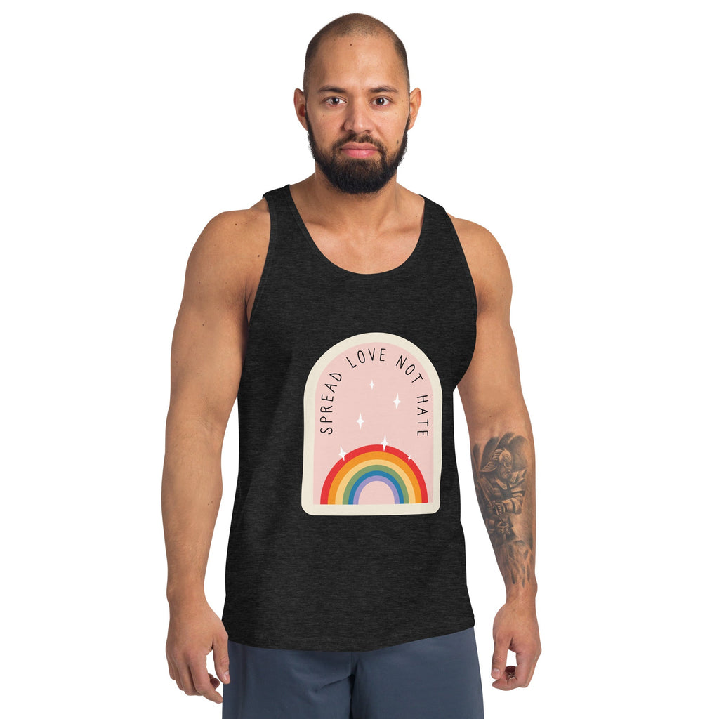 Spread Love Not Hate Rainbow Men's Tank Top - Charcoal-Black Triblend - LGBTPride.com