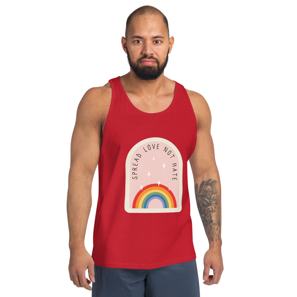 Spread Love Not Hate Rainbow Men's Tank Top - Red - LGBTPride.com