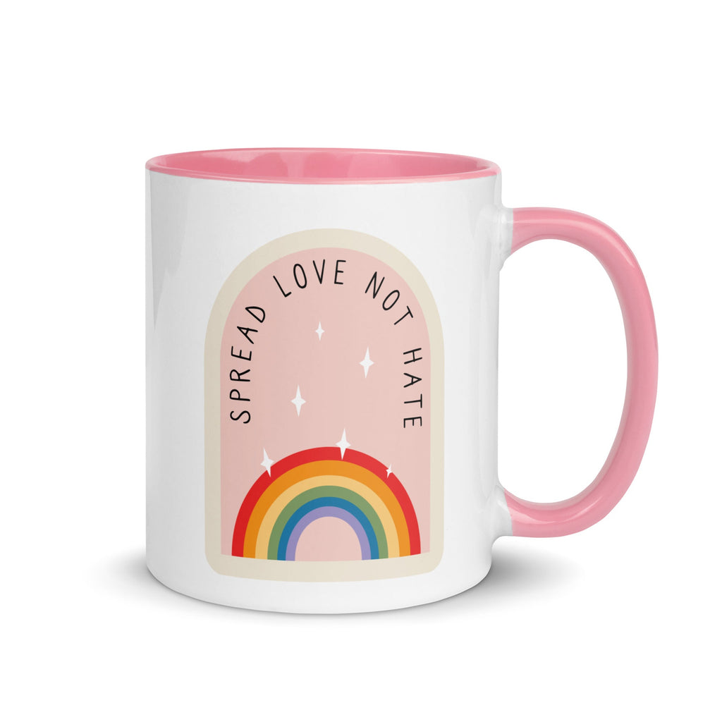 Spread Love Not Hate Rainbow Mug - Pink - LGBTPride.com
