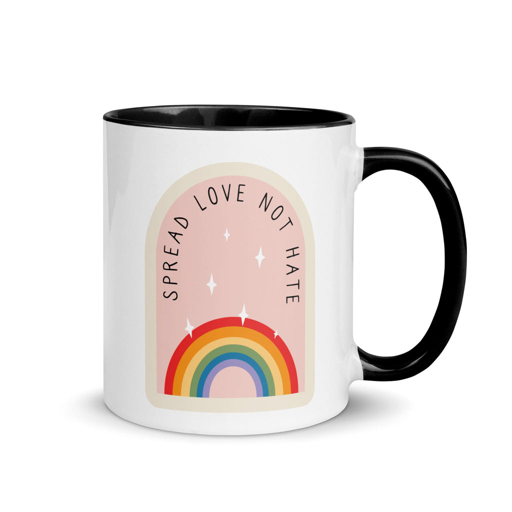 Spread Love Not Hate Rainbow Mug - Black - LGBTPride.com