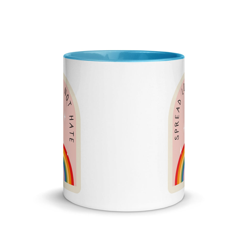 Spread Love Not Hate Rainbow Mug - Blue - LGBTPride.com
