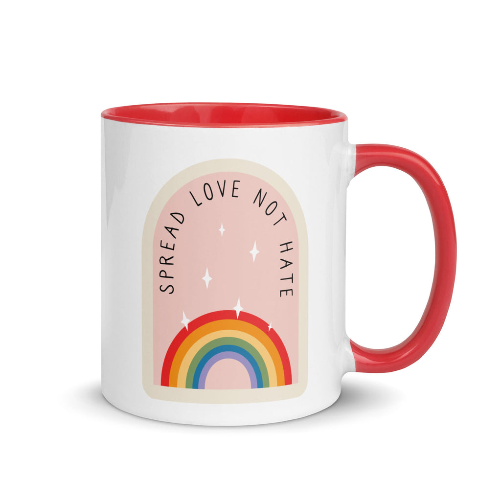 Spread Love Not Hate Rainbow Mug - Red - LGBTPride.com