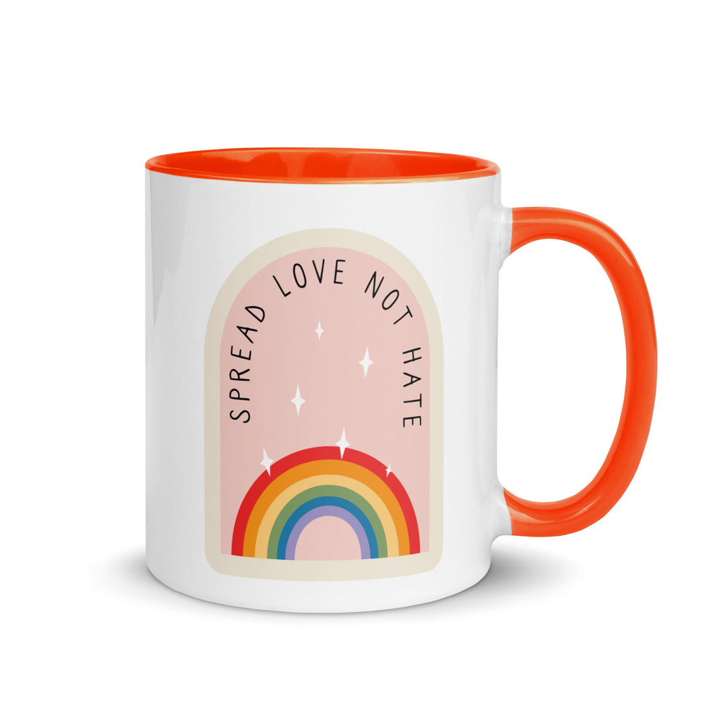 Spread Love Not Hate Rainbow Mug - Orange - LGBTPride.com
