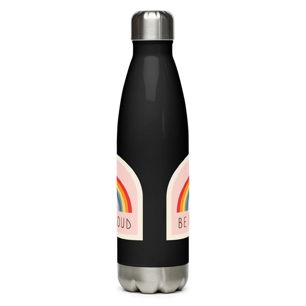 Spread Love Not Hate Rainbow Stainless Steel Water Bottle - Black - LGBTPride.com