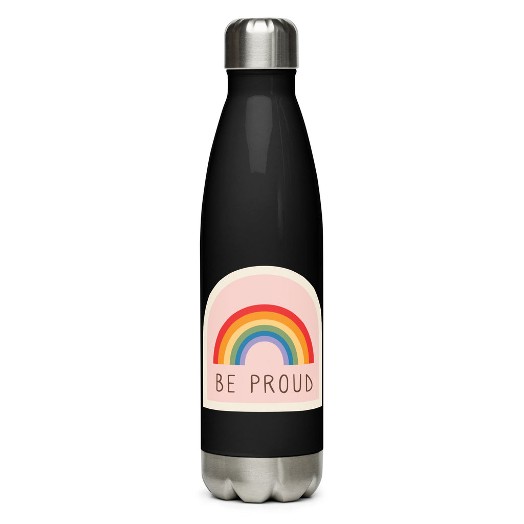 Spread Love Not Hate Rainbow Stainless Steel Water Bottle - Black - LGBTPride.com