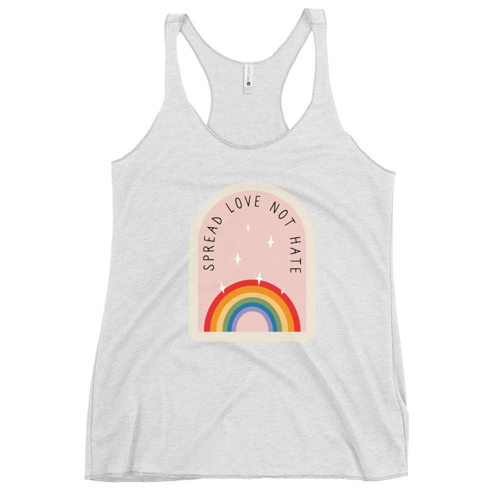 Spread Love Not Hate Rainbow Women's Tank Top - Heather White - LGBTPride.com