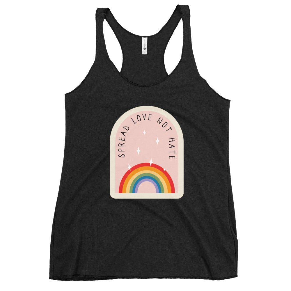 Spread Love Not Hate Rainbow Women's Tank Top - Vintage Black - LGBTPride.com