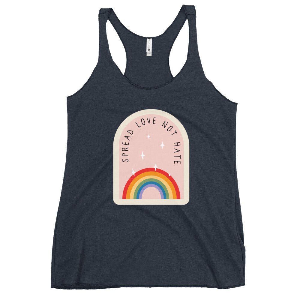 Spread Love Not Hate Rainbow Women's Tank Top - Vintage Navy - LGBTPride.com