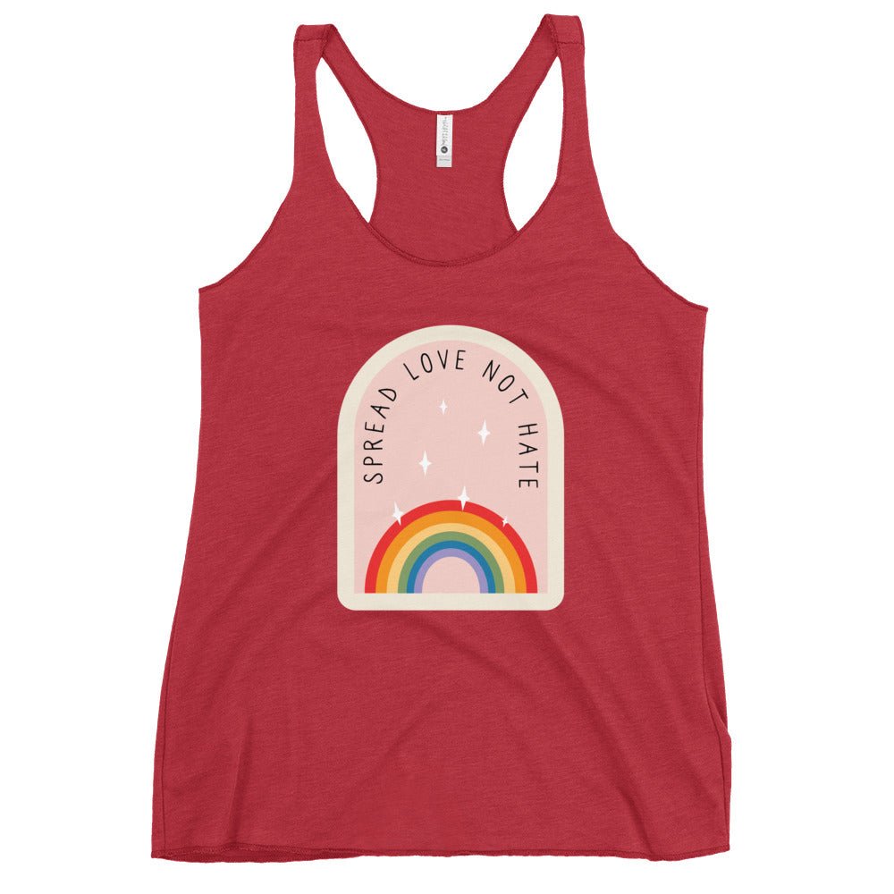 Spread Love Not Hate Rainbow Women's Tank Top - Vintage Red - LGBTPride.com