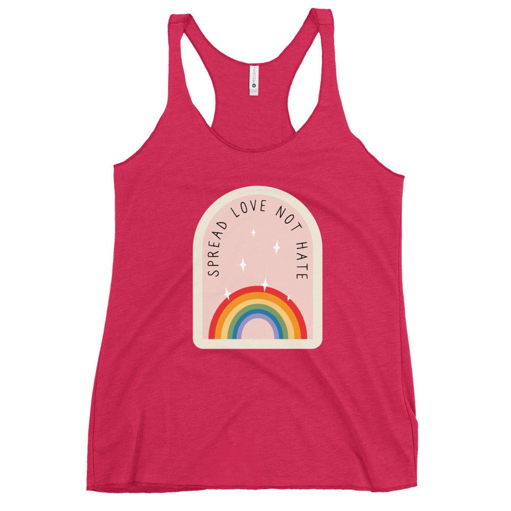 Spread Love Not Hate Rainbow Women's Tank Top - Vintage Shocking Pink - LGBTPride.com