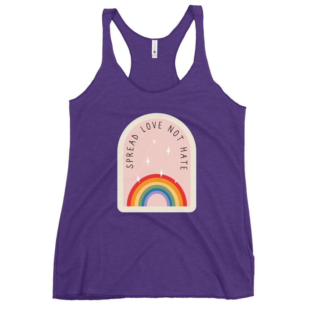 Spread Love Not Hate Rainbow Women's Tank Top - Purple Rush - LGBTPride.com
