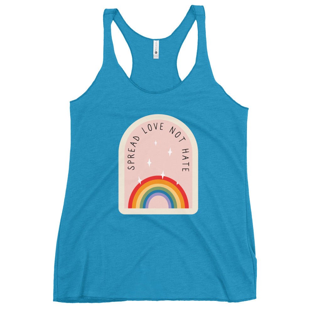 Spread Love Not Hate Rainbow Women's Tank Top - Vintage Turquoise - LGBTPride.com