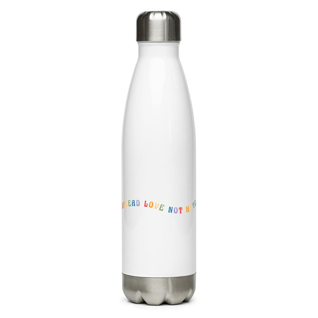 Spread Love Not Hate Stainless Steel Water Bottle - White - LGBTPride.com