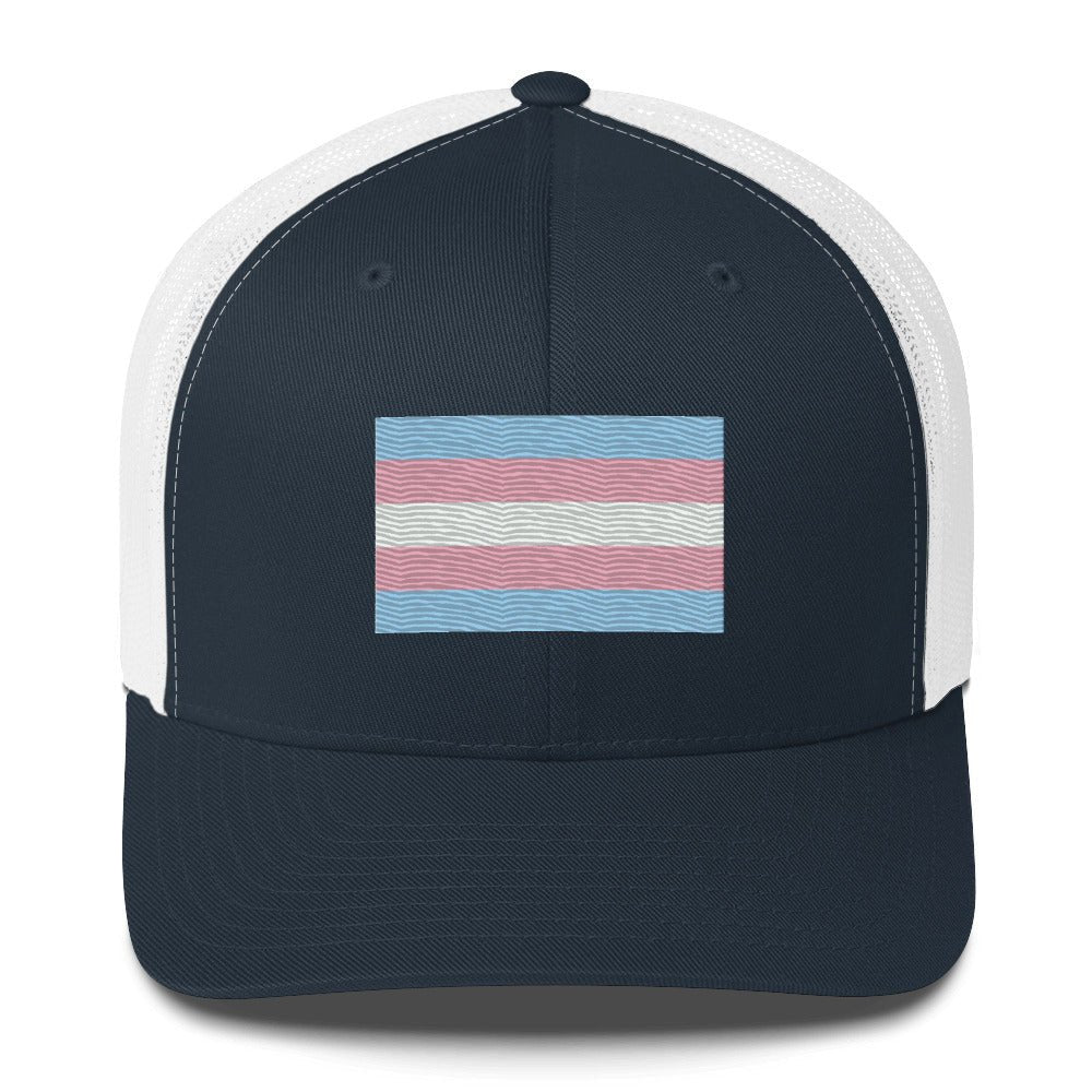 Transgender Pride Flag Trucker Hat - Navy/ White - LGBTPride.com