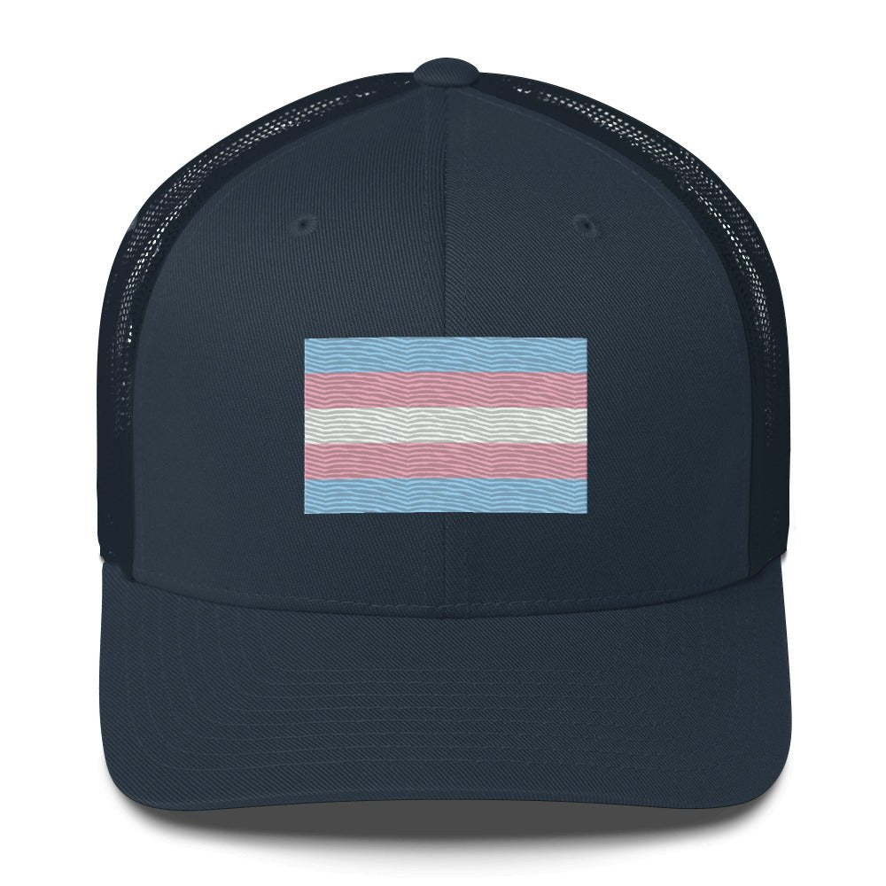 Transgender Pride Flag Trucker Hat - Navy - LGBTPride.com
