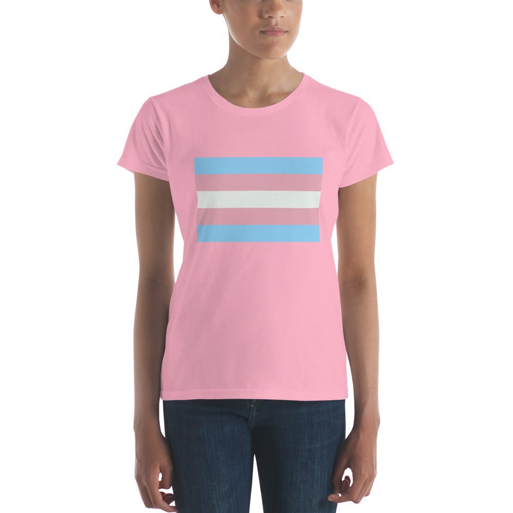 Transgender Pride Flag Women's T-shirt - Charity Pink - LGBTPride.com
