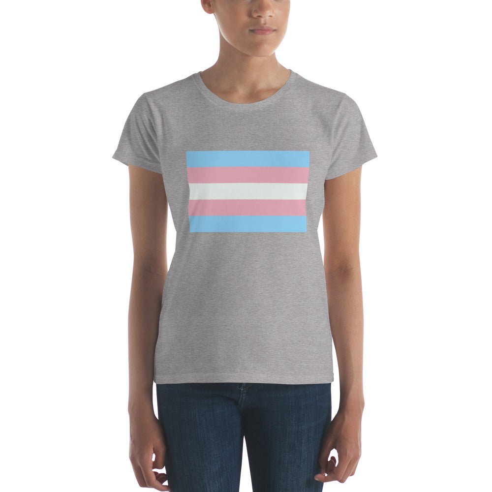 Transgender Pride Flag Women's T-shirt - Heather Grey - LGBTPride.com