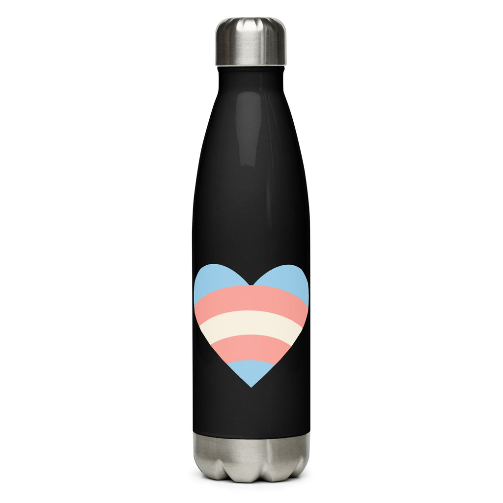 Transgender Pride Love Stainless Steel Water Bottle - Black - LGBTPride.com