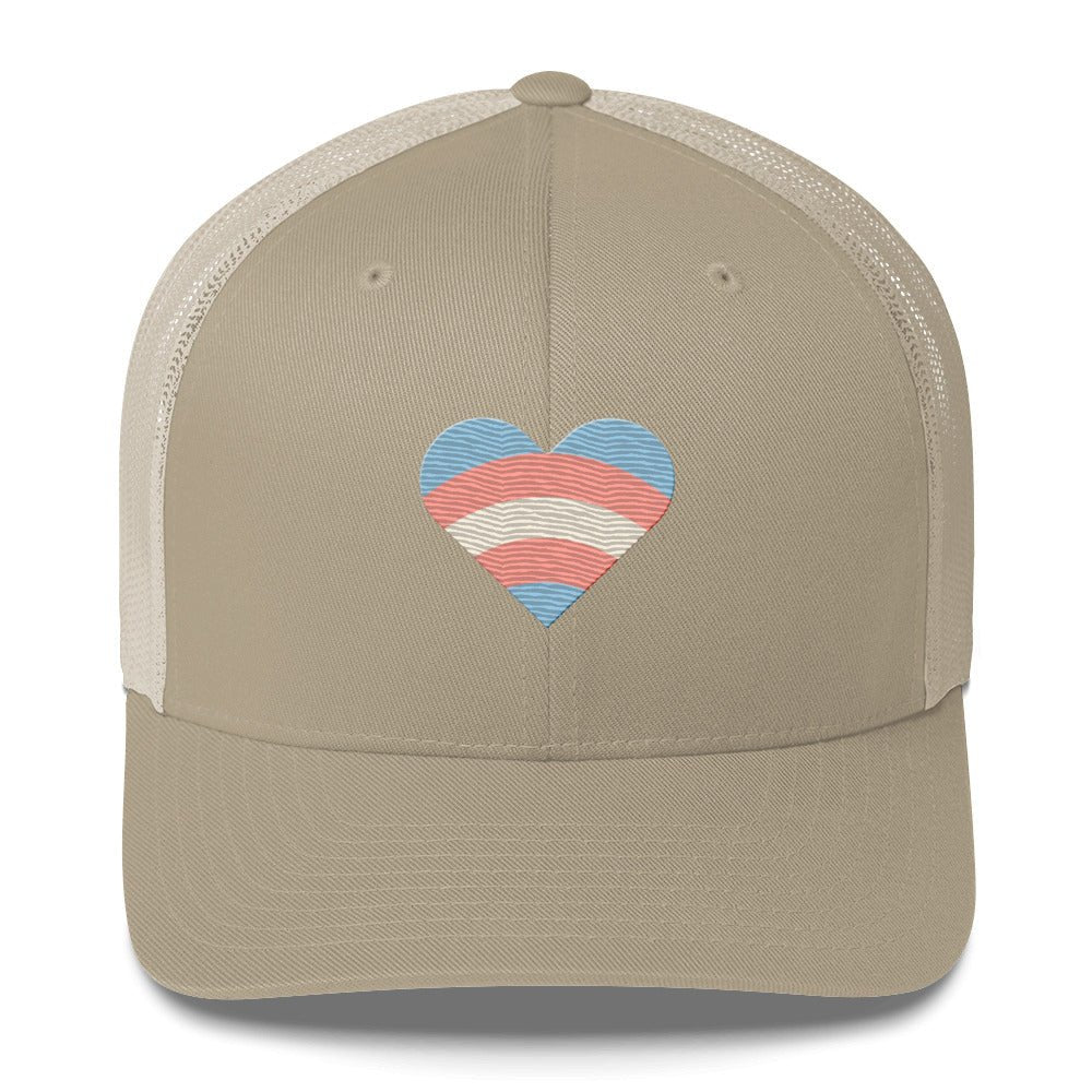 Transgender Pride Love Trucker Hat - Khaki - LGBTPride.com