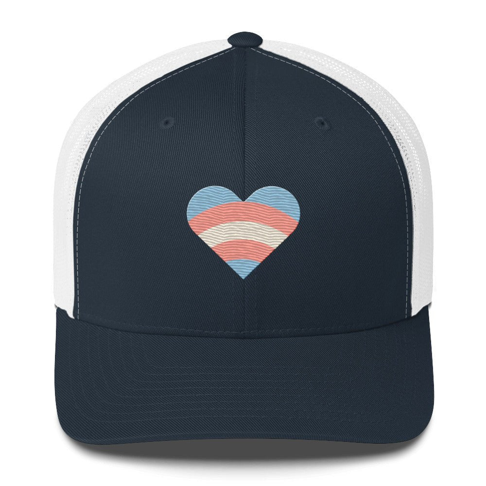 Transgender Pride Love Trucker Hat - Navy/ White - LGBTPride.com