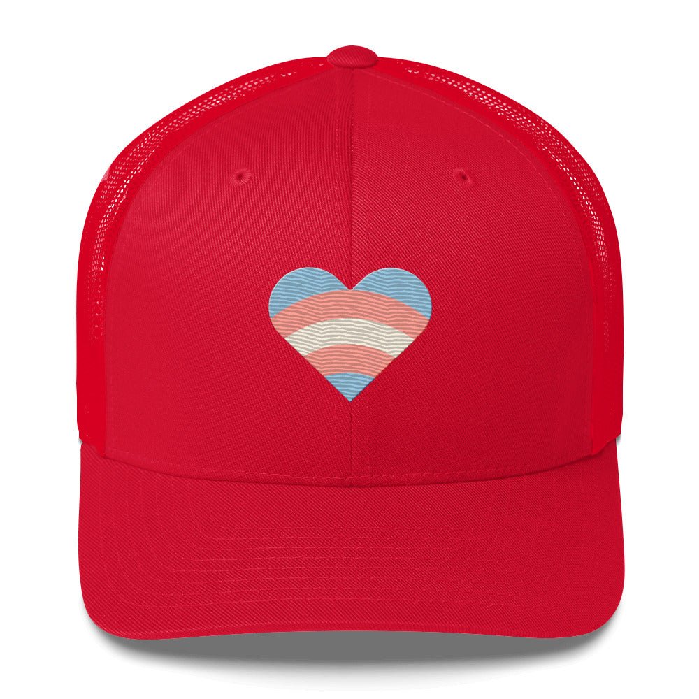 Transgender Pride Love Trucker Hat - Red - LGBTPride.com
