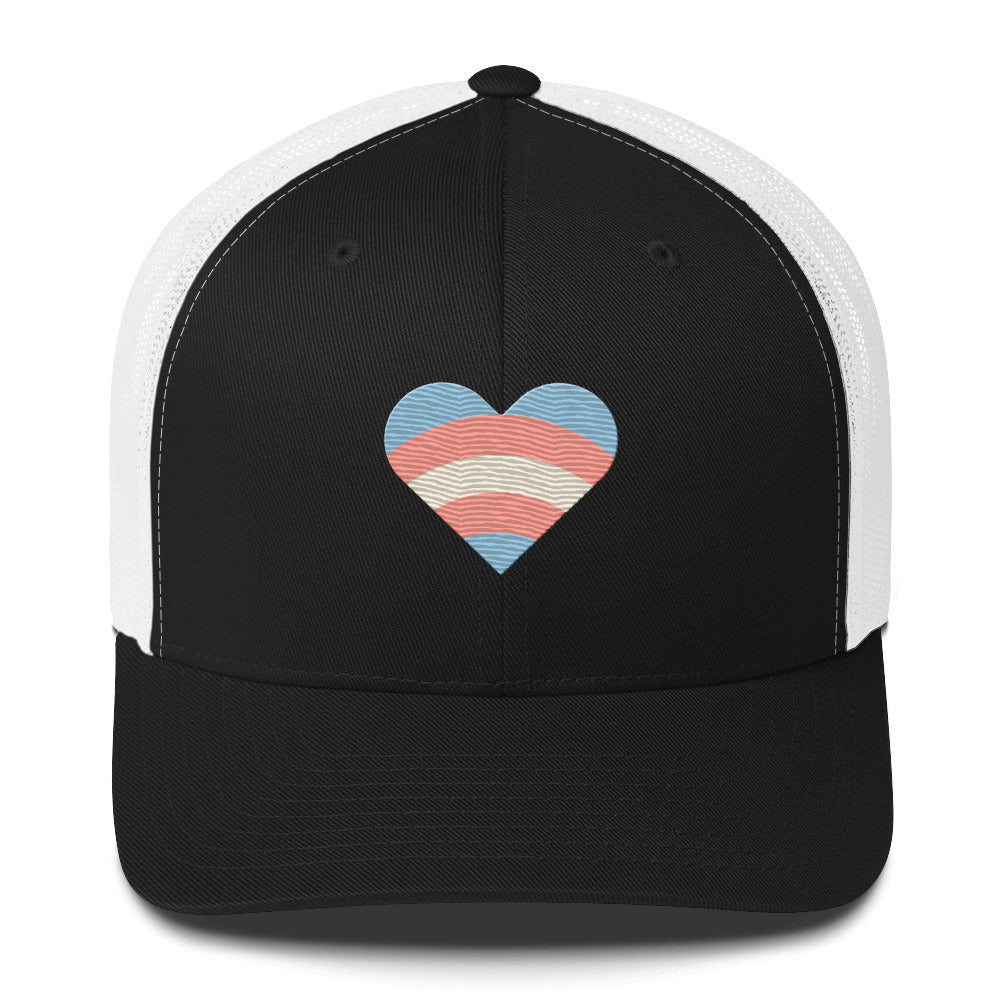 Transgender Pride Love Trucker Hat - Black/ White - LGBTPride.com