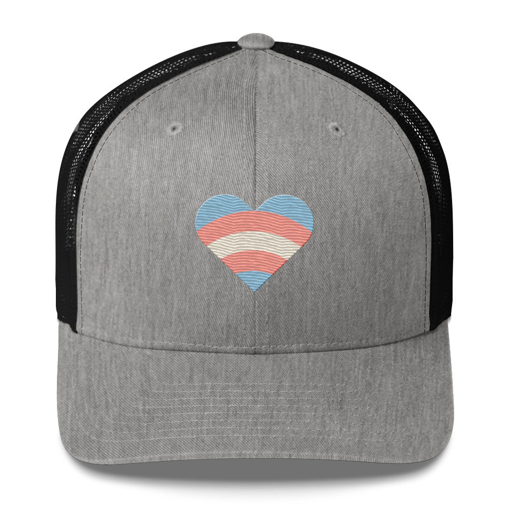 Transgender Pride Love Trucker Hat - Heather/ Black - LGBTPride.com