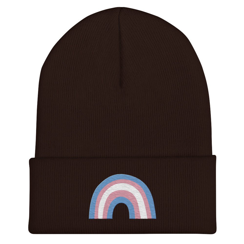 Transgender Pride Rainbow Cuffed Beanie - Brown - LGBTPride.com