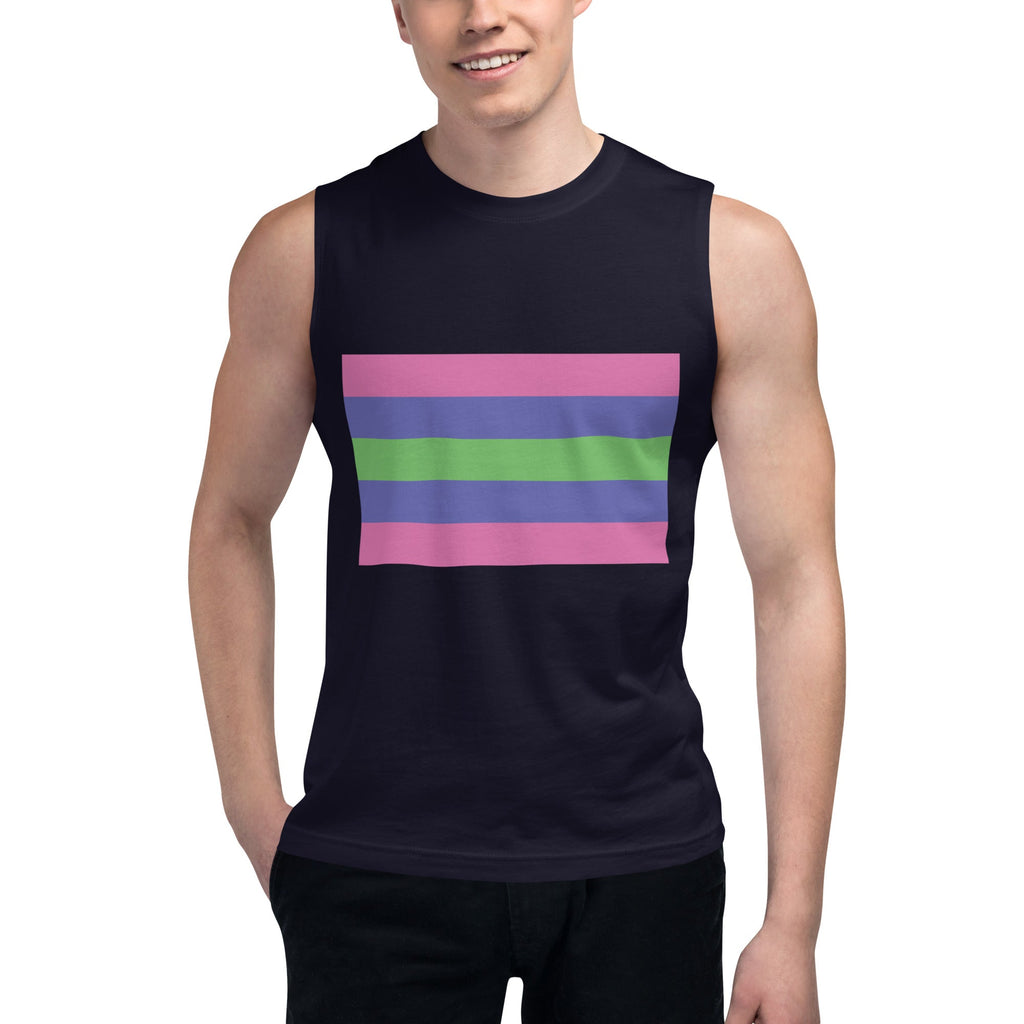 Trigender Pride Flag Tank Top - Navy - LGBTPride.com