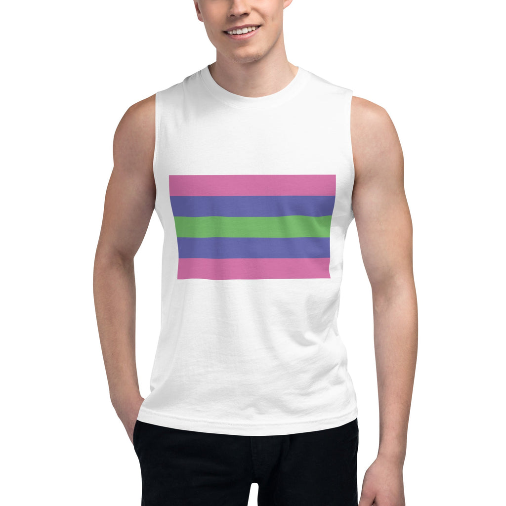 Trigender Pride Flag Tank Top - White - LGBTPride.com