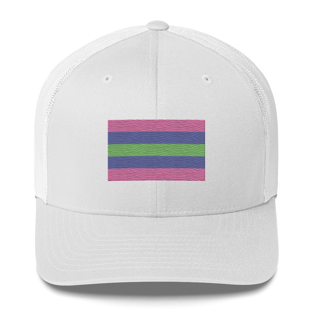 Trigender Pride Flag Trucker Hat - White - LGBTPride.com