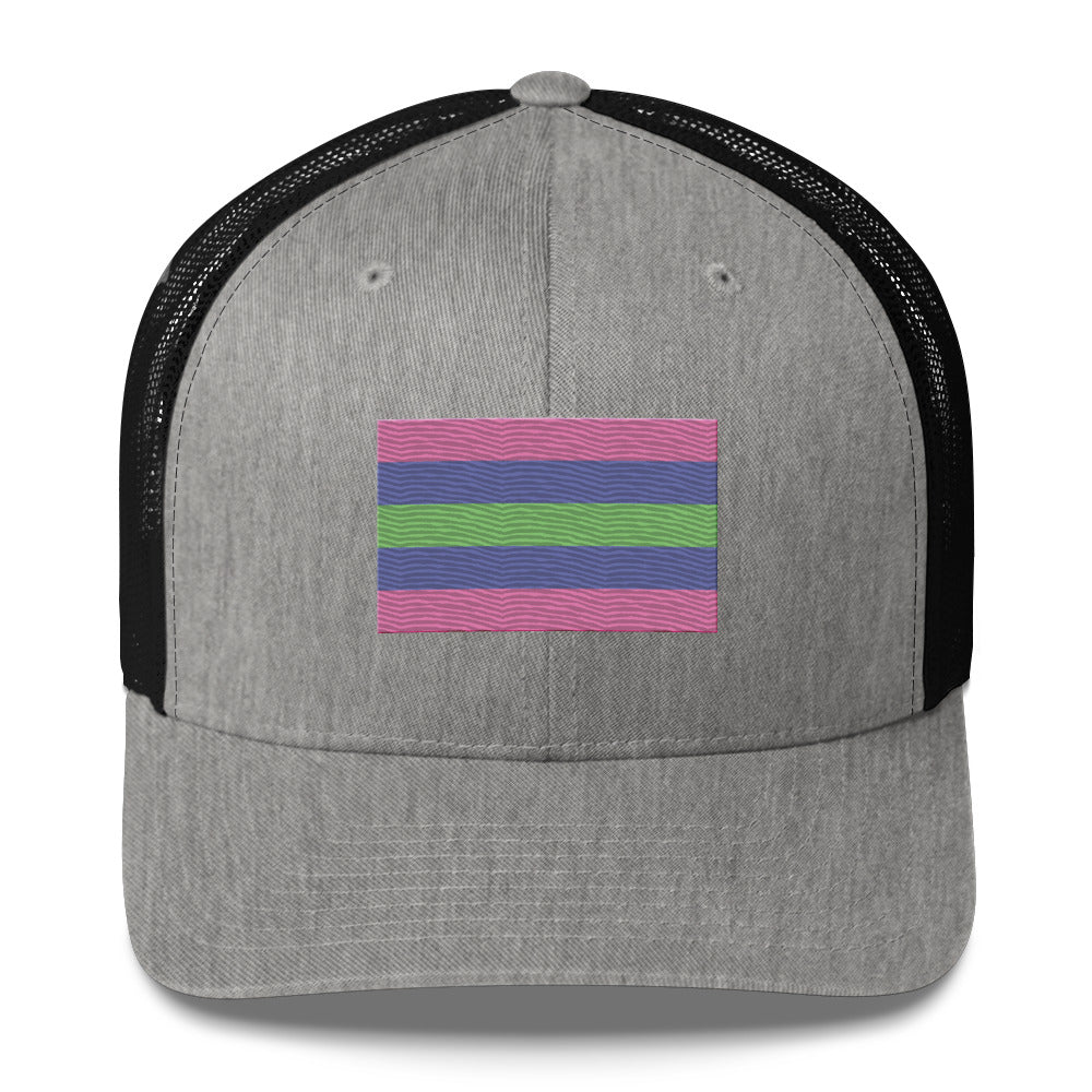 Trigender Pride Flag Trucker Hat - Heather/ Black - LGBTPride.com