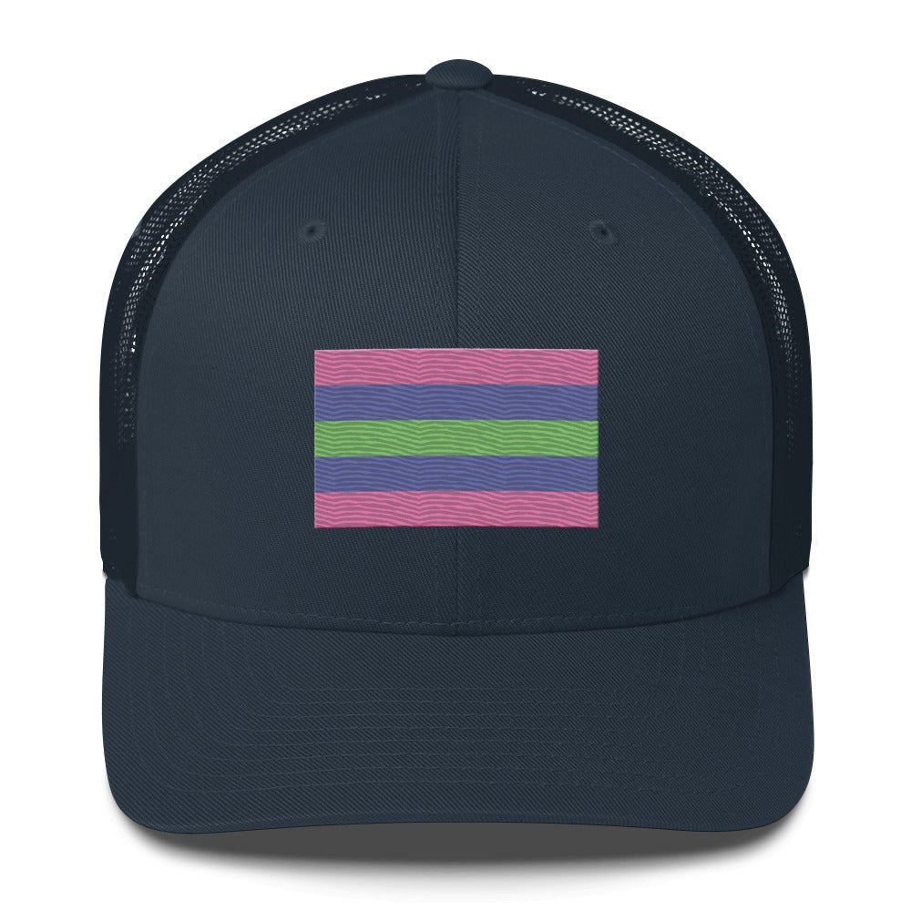 Trigender Pride Flag Trucker Hat - Navy - LGBTPride.com