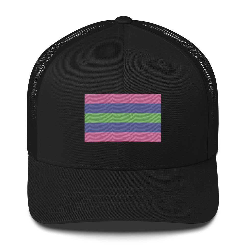 Trigender Pride Flag Trucker Hat - Black - LGBTPride.com