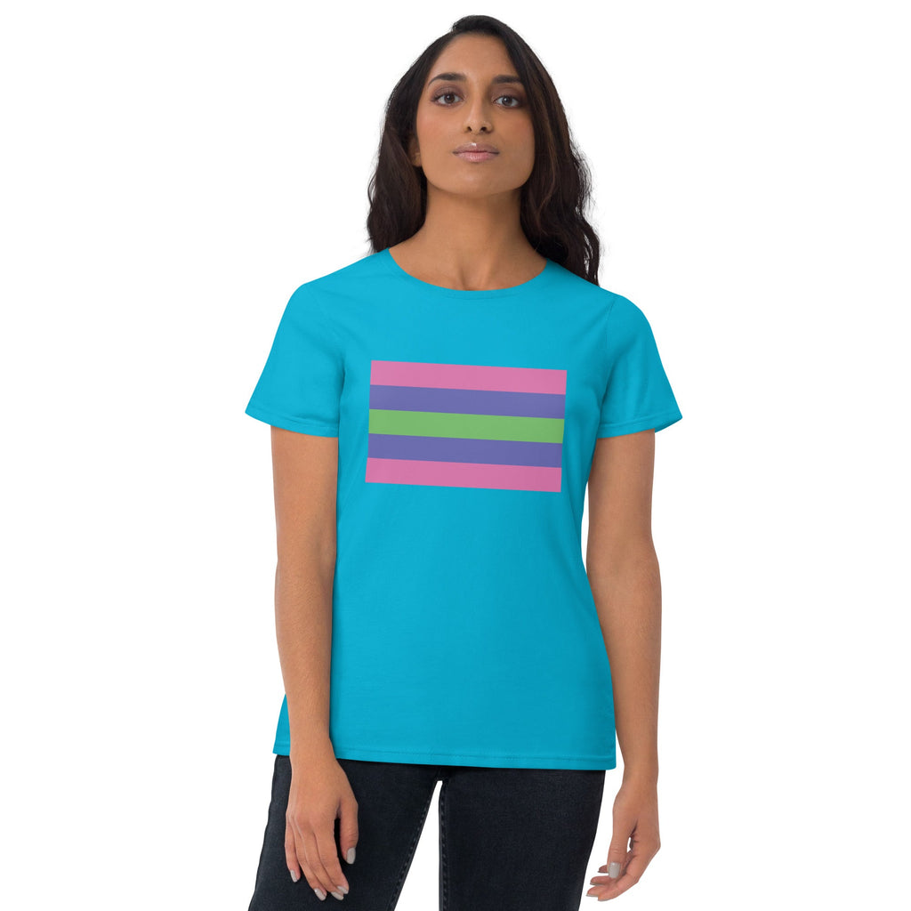 Trigender Pride Flag Women's T-shirt - Caribbean Blue - LGBTPride.com