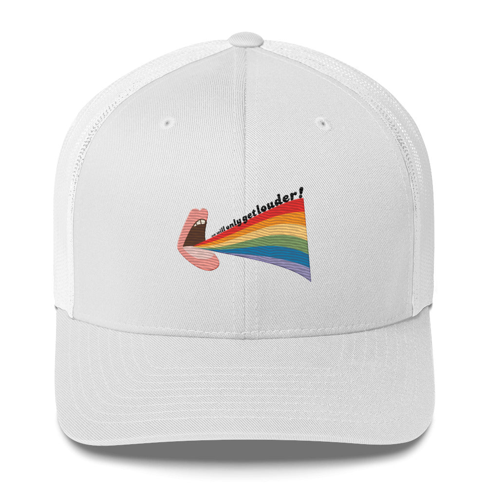 We Will Only Get Louder Trucker Hat - White - LGBTPride.com